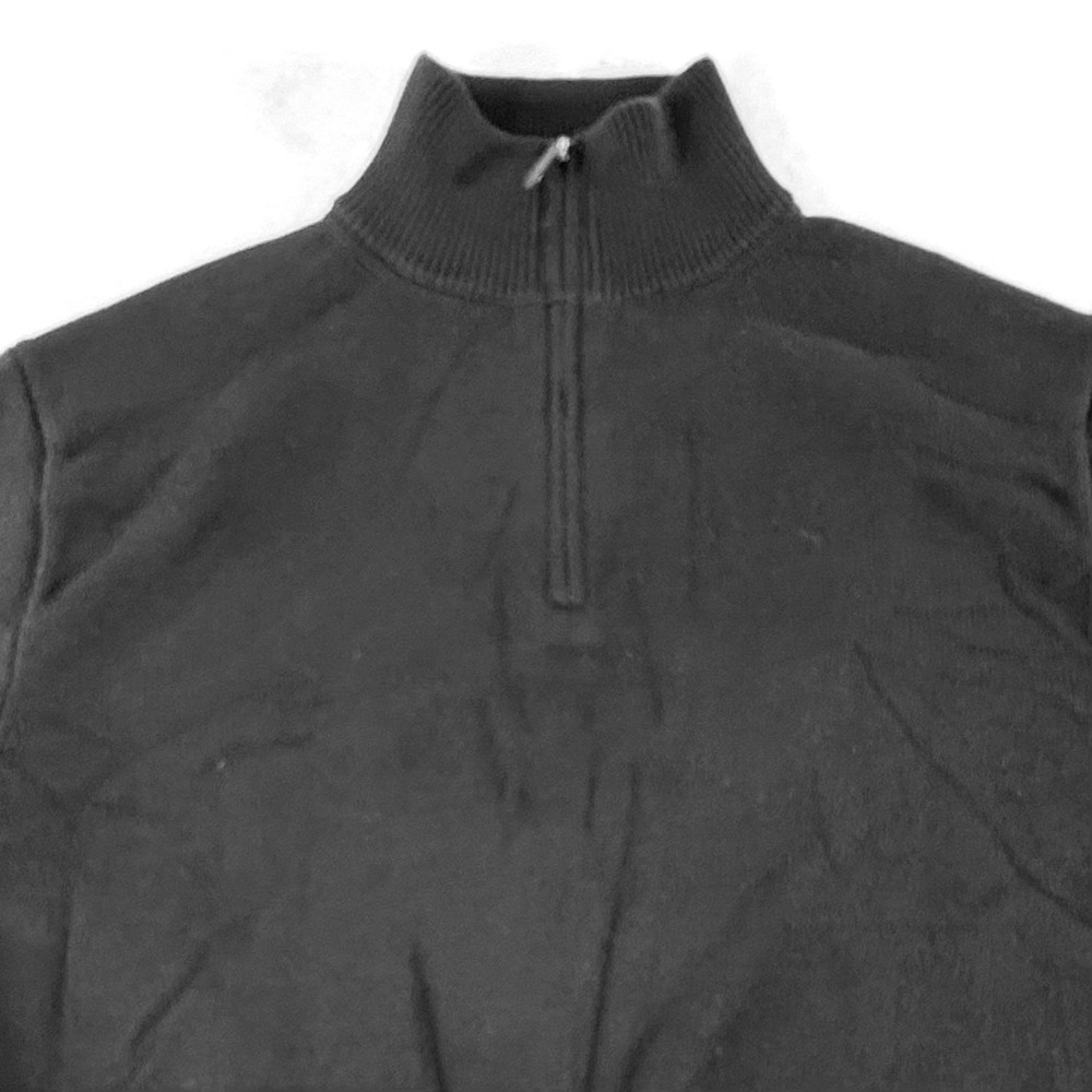 J. Crew 1/4 Zip Sweater Mens 2XL Cotton Knit Mock Neck Black NEW